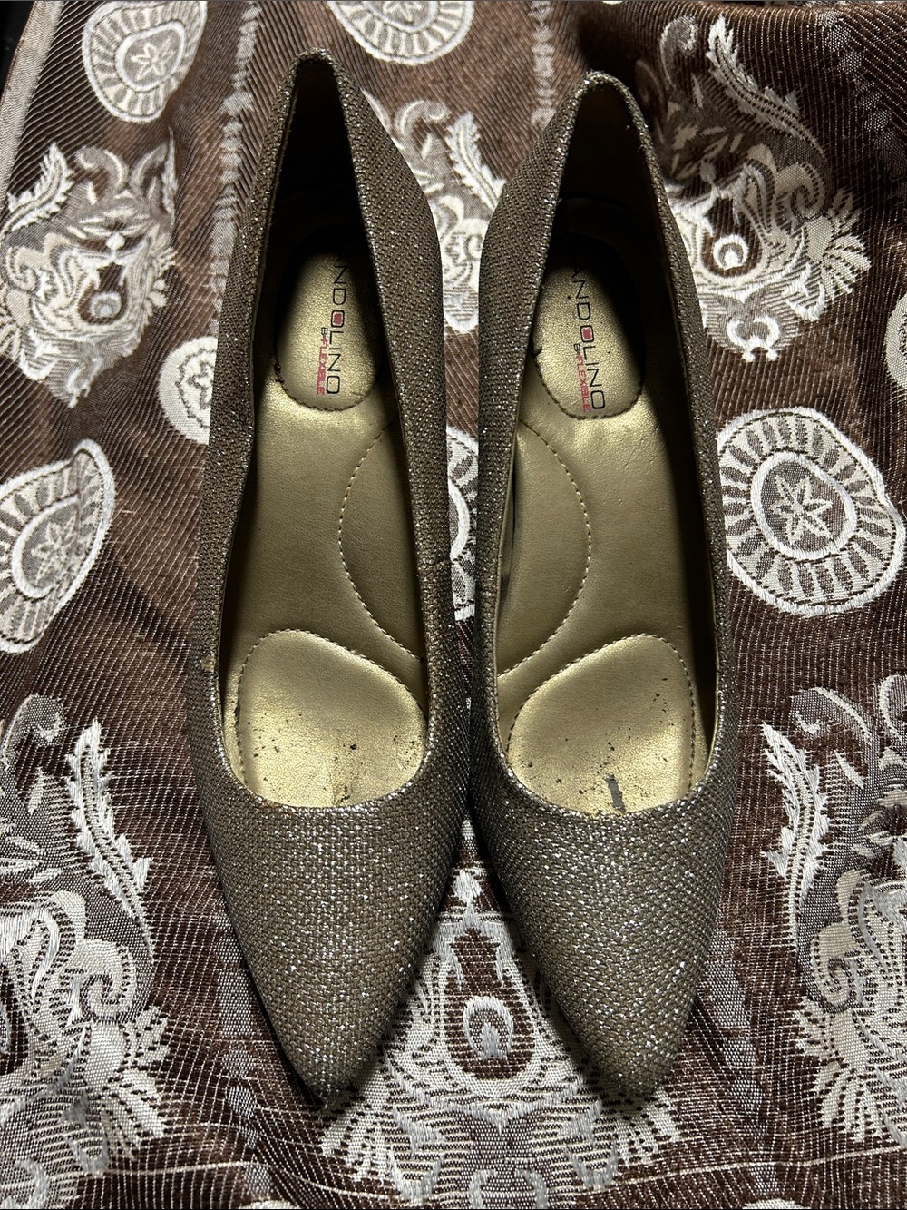 Bandolino Glitter Pointed Toe Pumps in Brown